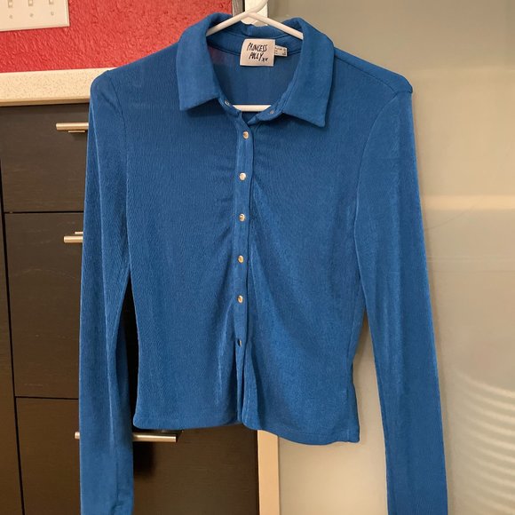 PRINCESS POLLY ELODY LONG SLEEVE TOP- BLUE - Picture 1 of 4